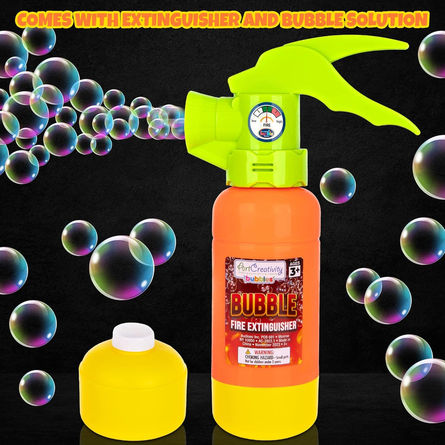 Fire Extinguisher Bubble Machine for Kids - Bubble Blowing Firefighter Toy with Bubble Solution Included
