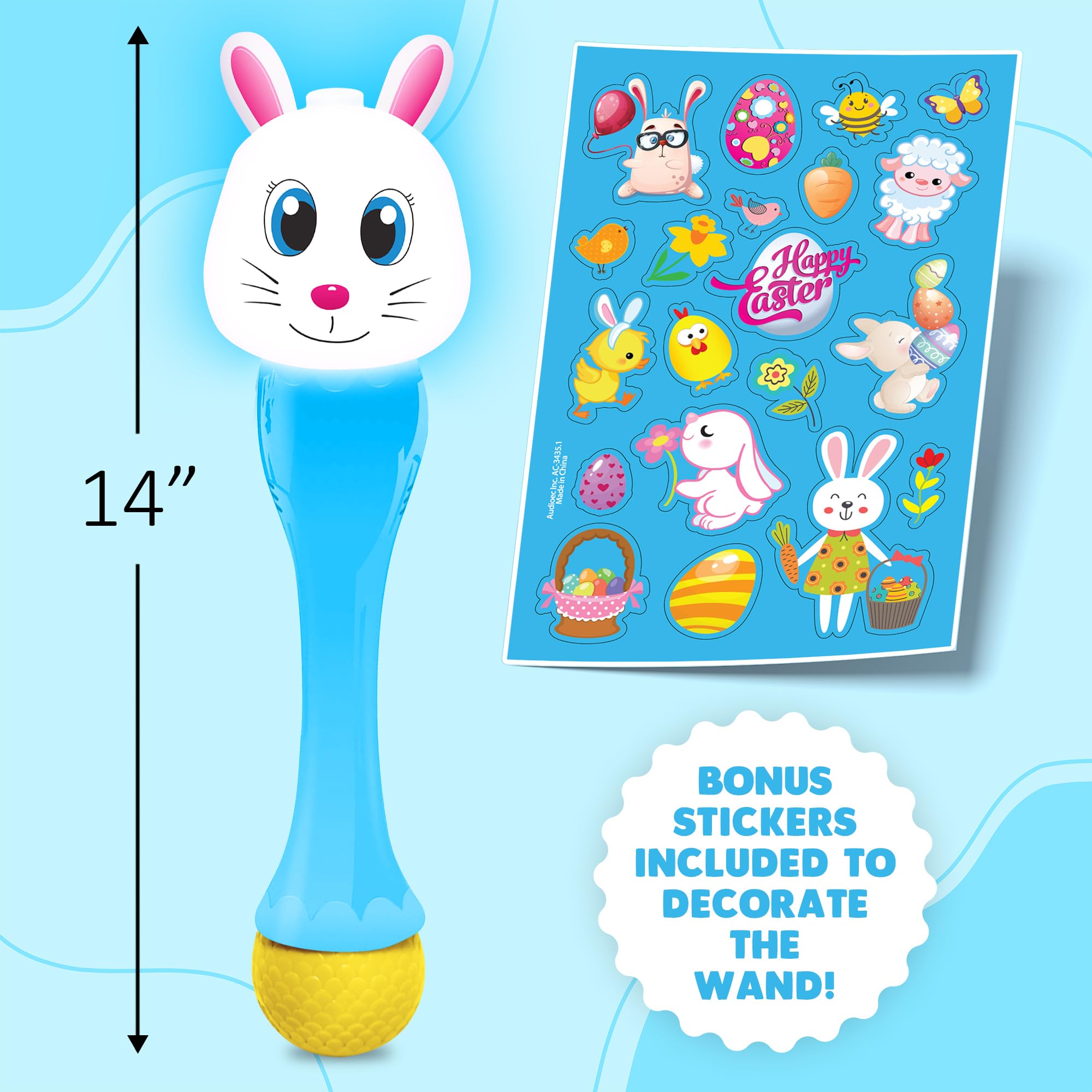 Easter Chick Bubble Wand, Easter Basket Stuffers for Toddler, 14" Light Up Automatic Bubble Maker with LED & Music, Bubbles for Kids, Toys for Toddlers 1-3