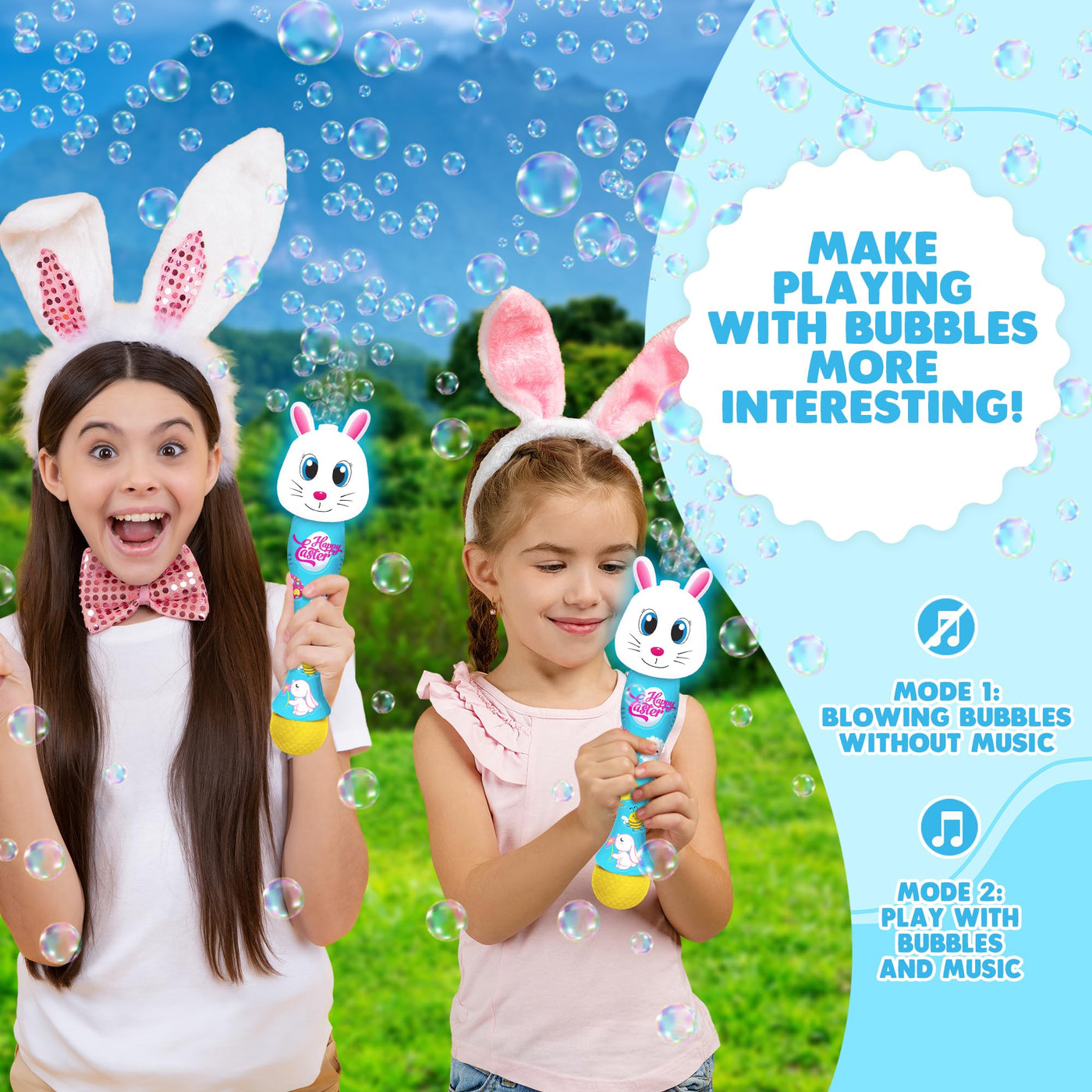 Easter Chick Bubble Wand, Easter Basket Stuffers for Toddler, 14" Light Up Automatic Bubble Maker with LED & Music, Bubbles for Kids, Toys for Toddlers 1-3