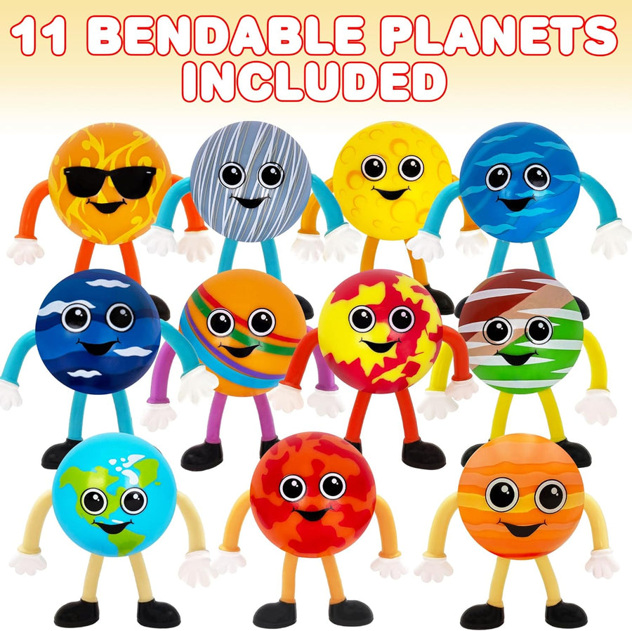 Solar System Educational Toys for Kids, 2.75" Bendable Planet Figurines - Space Toy for Kids (9 figurines)