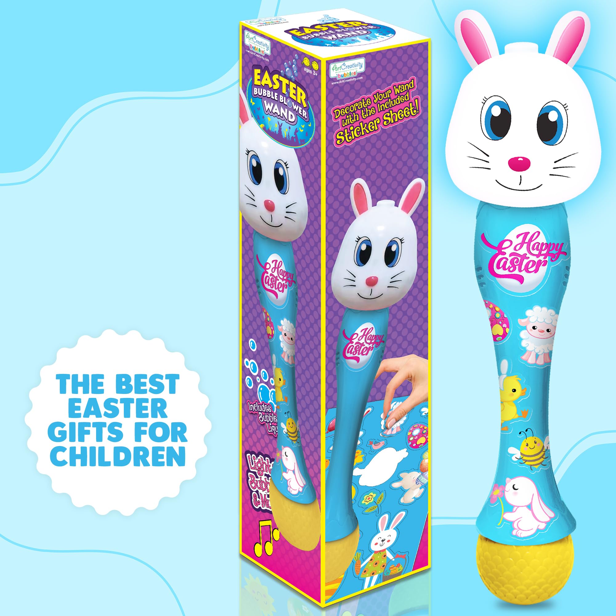 Easter Chick Bubble Wand, Easter Basket Stuffers for Toddler, 14" Light Up Automatic Bubble Maker with LED & Music, Bubbles for Kids, Toys for Toddlers 1-3