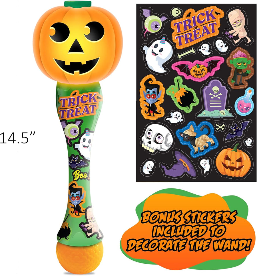 Halloween Bubble Wand for Kids, 14" Light Up Pumpkin Bubble Wand