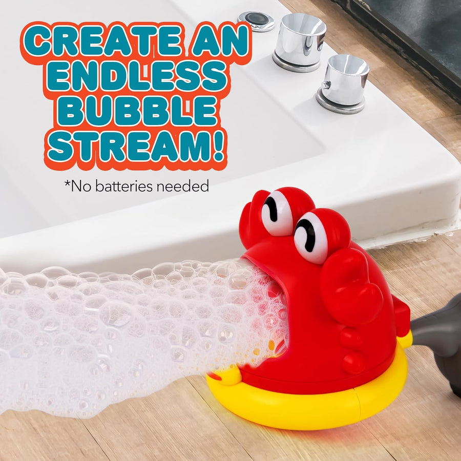Crab Bubble Machine Bath Toy - Bath Bubble Machine for Babies with 2 Attachments for Lots of Bubbles