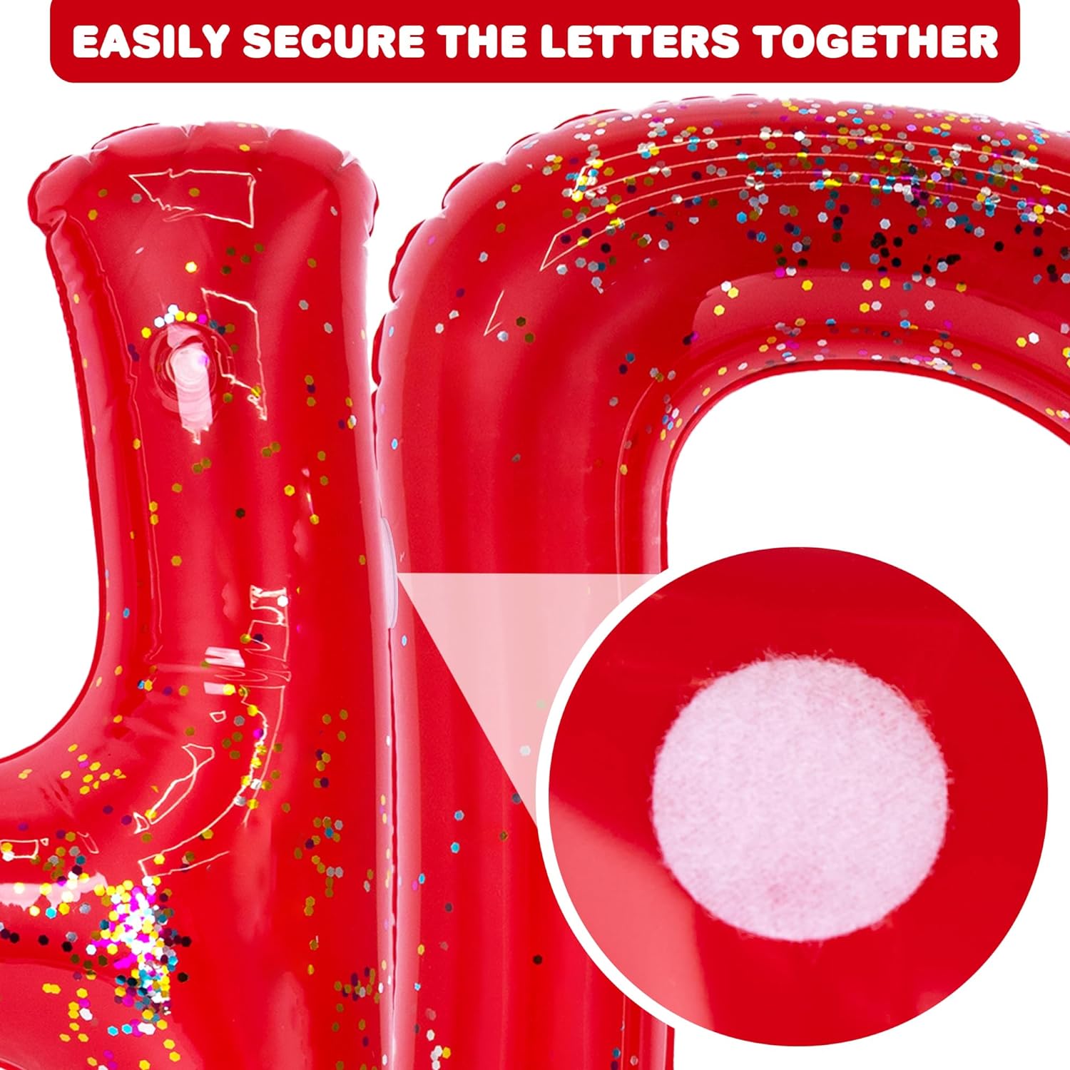 Happy Birthday Pool Party Decorations - Red Happy Birthday Pool Float with Confetti Inside - Large 20 Inch Floating Pool Letters with Velcro Ties