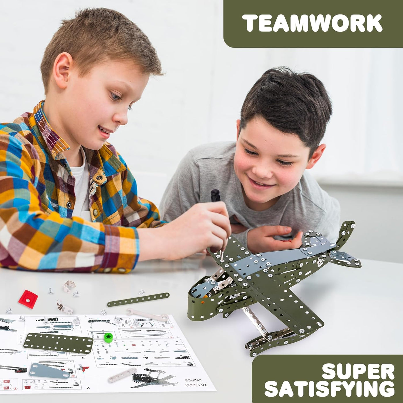 Metal Airplane Model Kit - 242 PC STEM Airplane Building Kit - Seaplane Model Airplane Kit for Boys