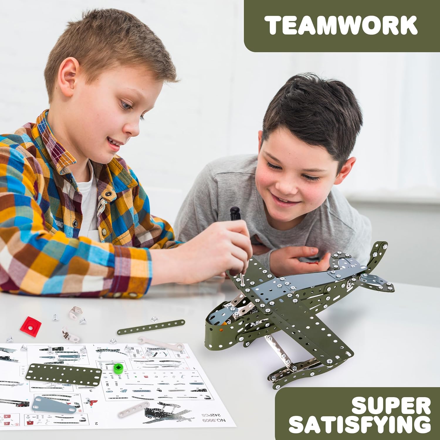 Metal Airplane Model Kit - 242 PC STEM Airplane Building Kit - Seaplane Model Airplane Kit for Boys