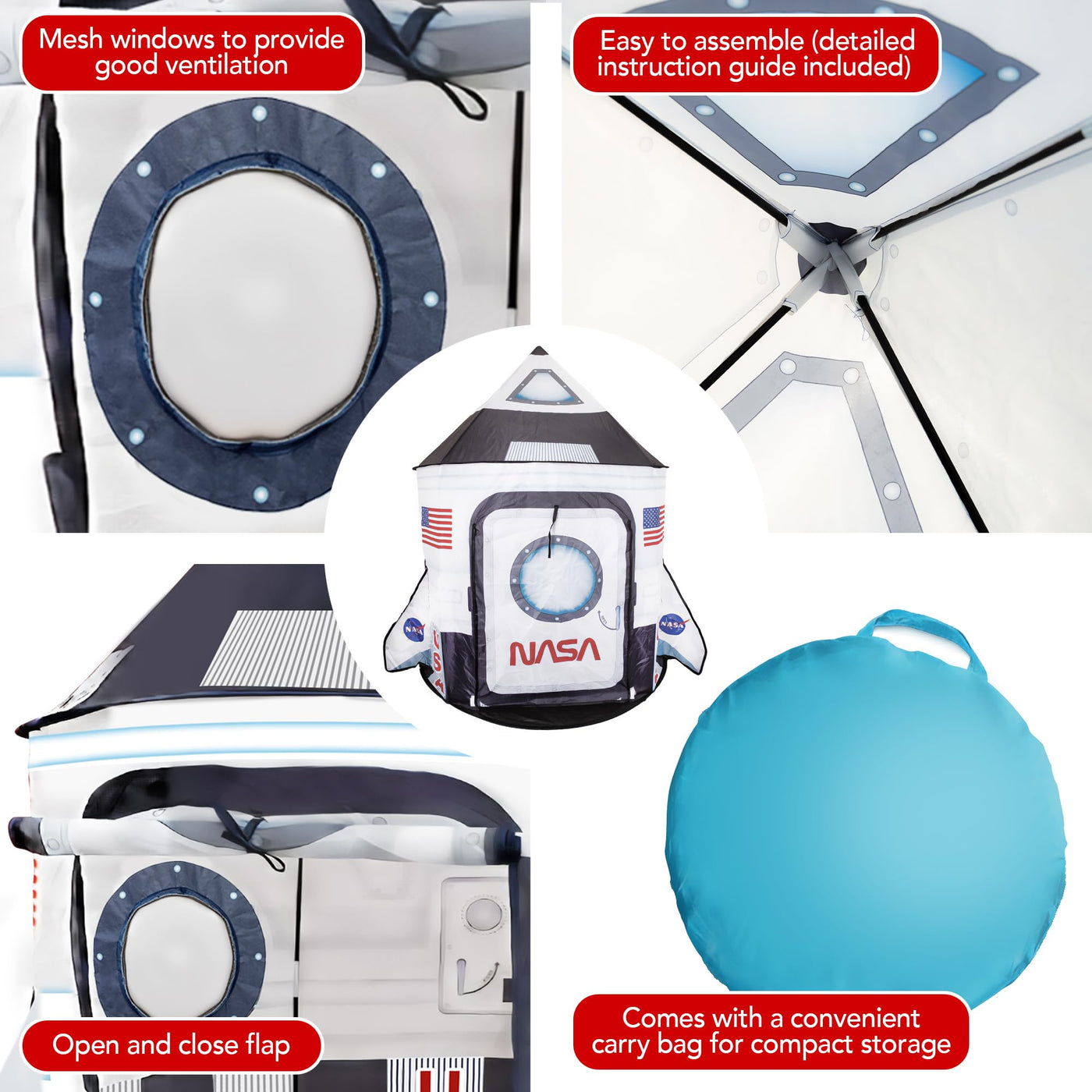 Rocket Ship Pop Up Play Tent for Kids, Ages 4-12