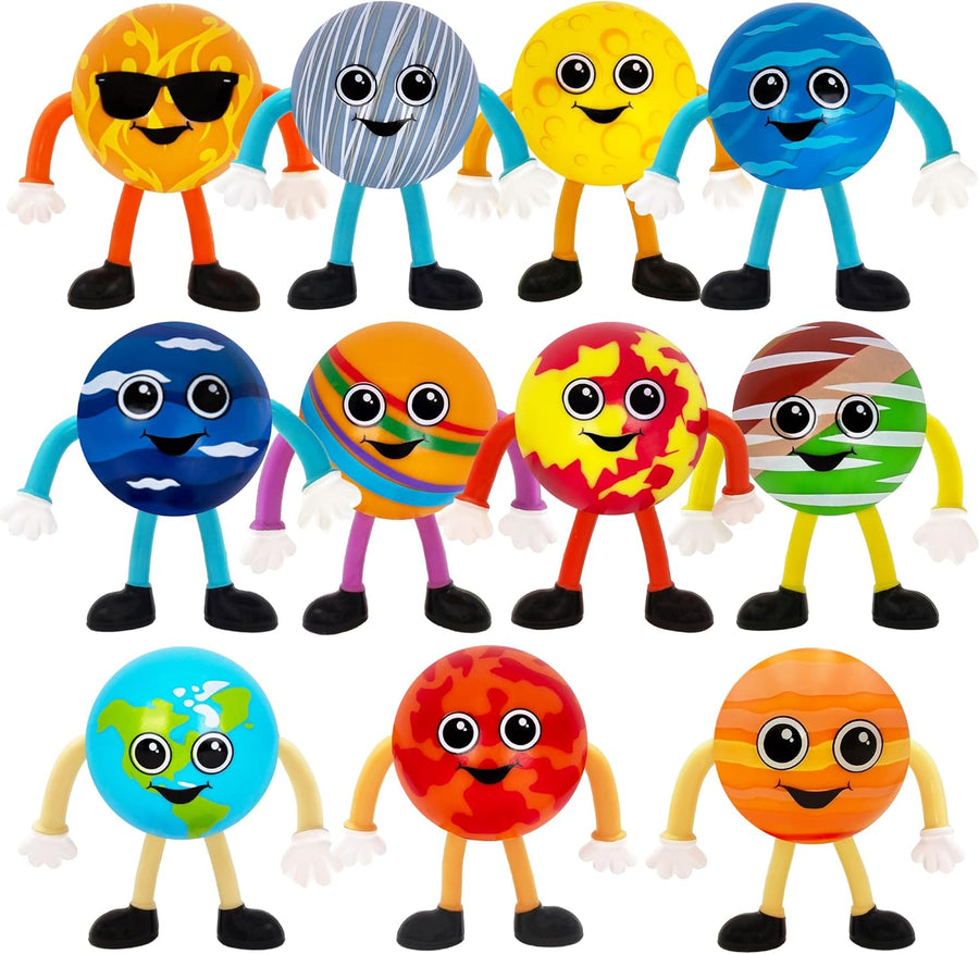 Solar System Educational Toys for Kids, 2.75" Bendable Planet Figurines - Space Toy for Kids (9 figurines)