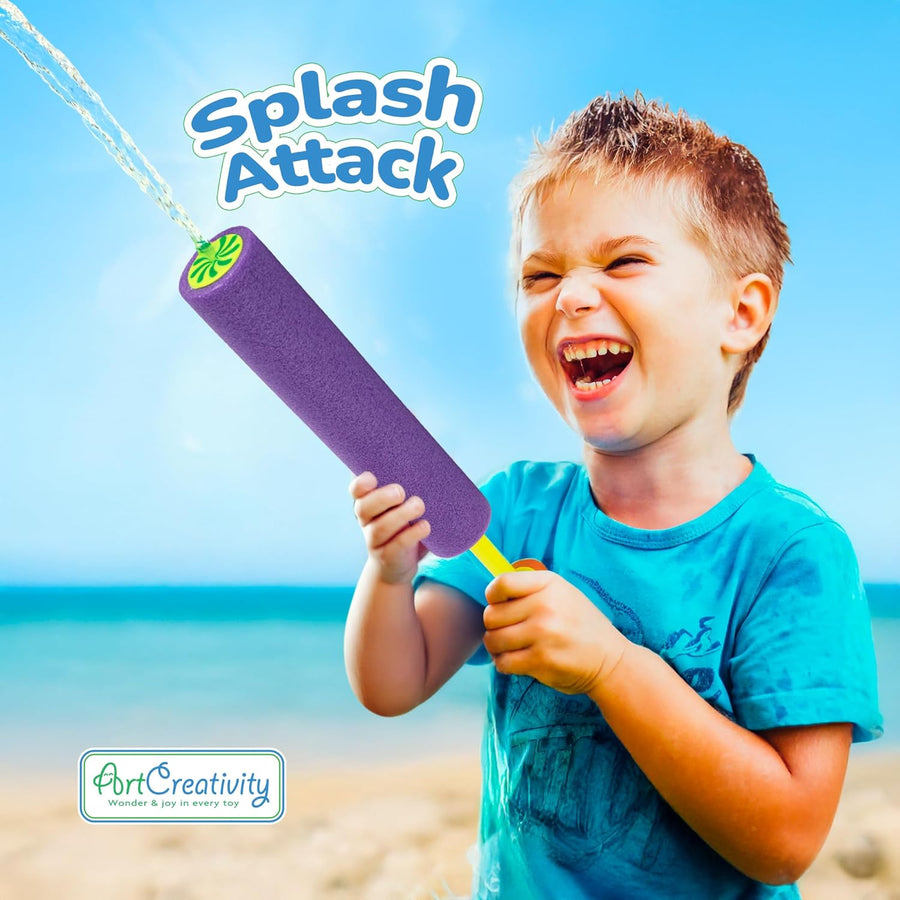 Foam Water Guns for Kids - 6 Pack - Long Range Swimming Pool Noodle Water Squirter - Fun Water Blaster Fighting Game Toys - Summer Beach Party Outdoor Supplies