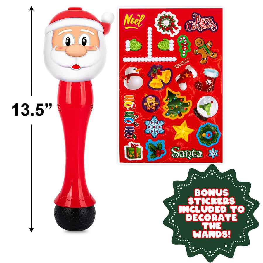Light Up Christmas Bubble Wands for Kids – 2 Pack - 14 Inch Illuminating Bubbles Blower Wand with Thrilling LED & Sound Effect