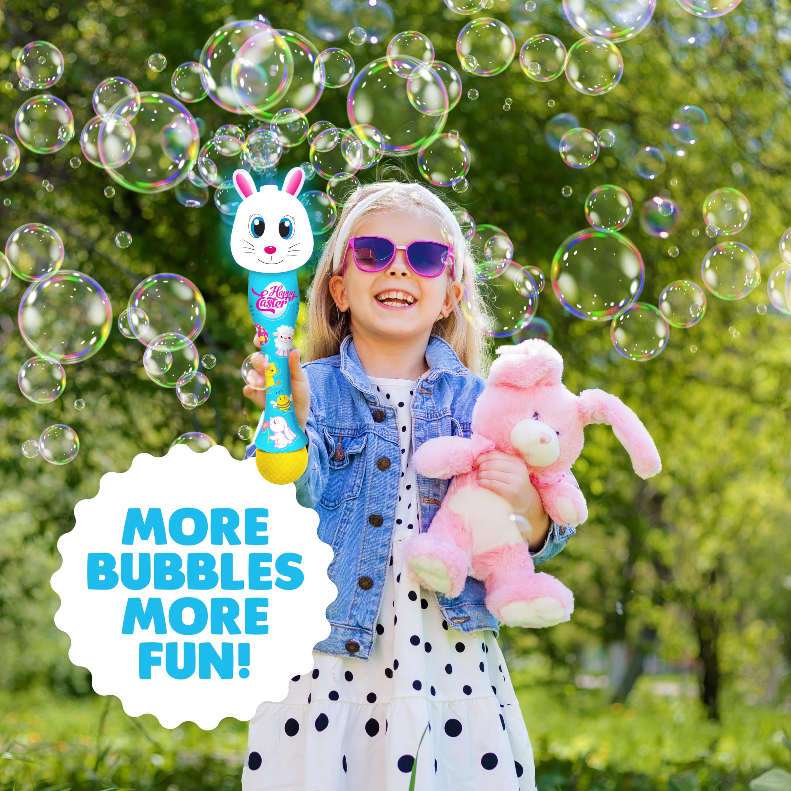 Easter Chick Bubble Wand, Easter Basket Stuffers for Toddler, 14" Light Up Automatic Bubble Maker with LED & Music, Bubbles for Kids, Toys for Toddlers 1-3