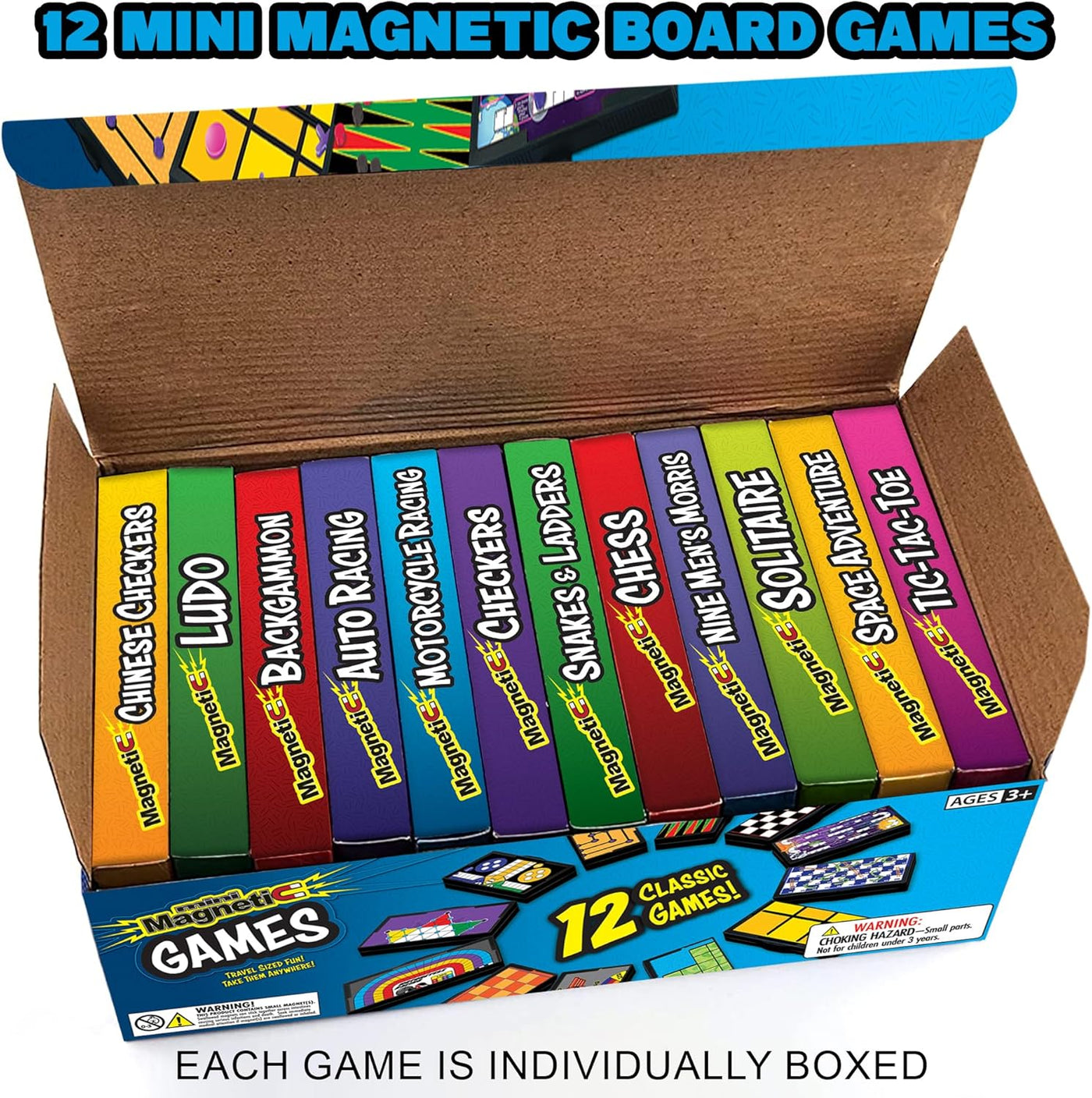 Magnetic Board Travel Games Set - Includes 12 Retro Fun Games - 5" Compact Design - Individually Boxed - Great for Road Trip/Travel/Camping - Best Gift for Kids Ages 6+