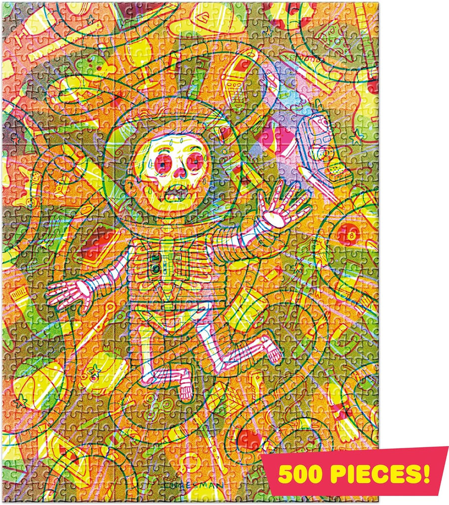 500 Piece Space Puzzle with 3 Different Images - 500 PC Space Puzzle for Kids with 3 Red, Blue, and Green Image Altering Glasses