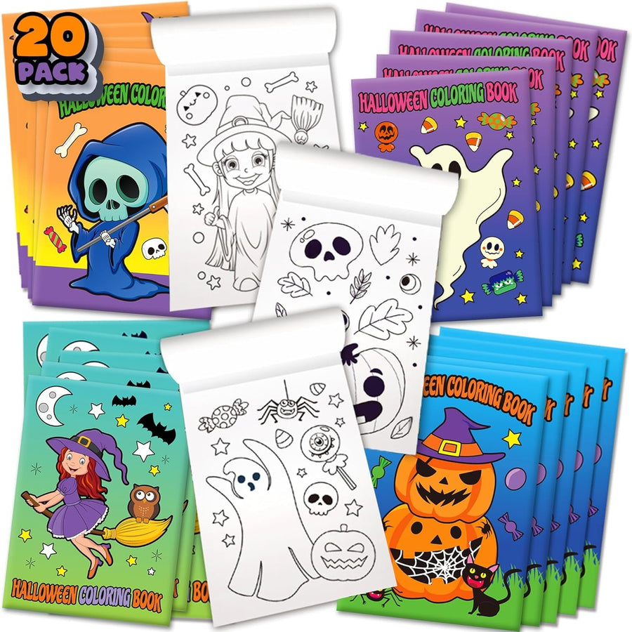 ArtCreativity Halloween Coloring Books for Kids, Pack of 20, 5 x 7 Mini Booklets, Halloween Treats, Favor Bag Fillers, Birthday Party Supplies, Art Gifts for Boys and Girls