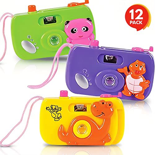 Kids’ Camera Toy Set - Pack of 12 - Children’s Pretend Play Prop with Images in Viewfinder
