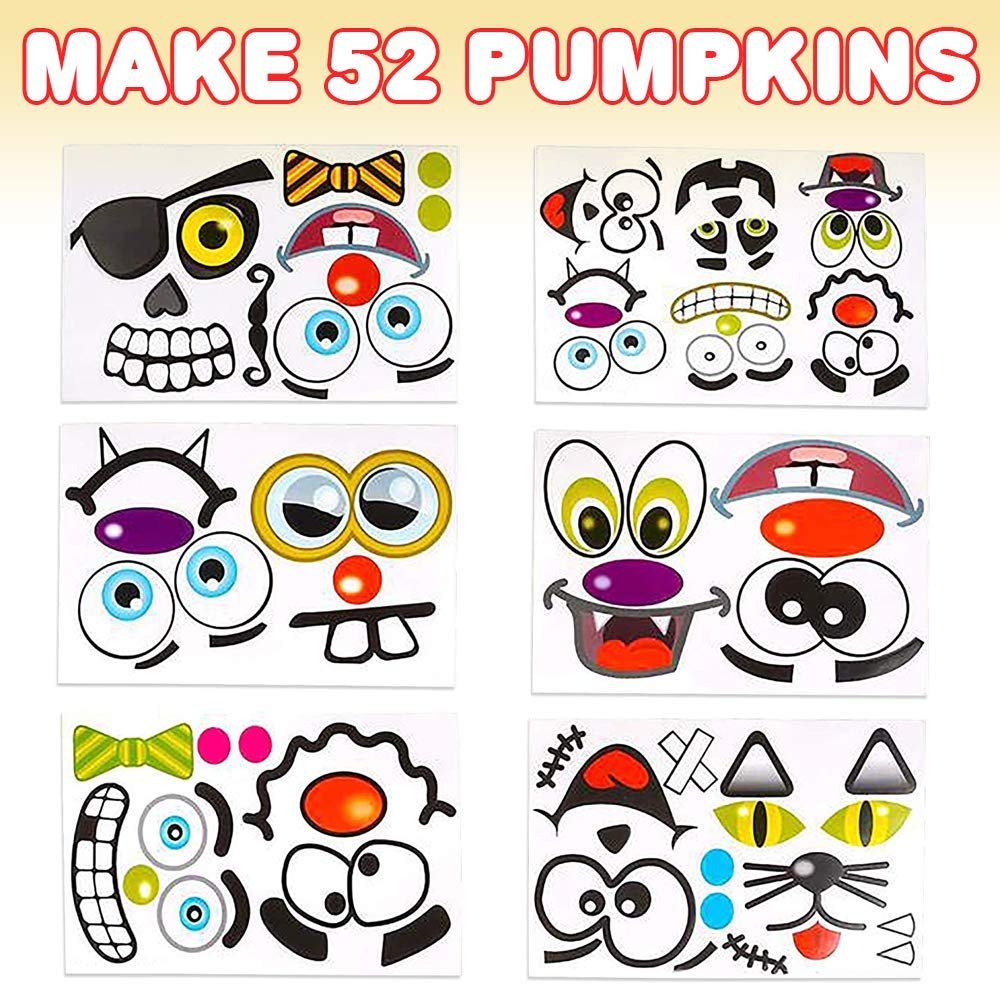 ArtCreativity Halloween Pumpkin Stickers for Decorating - 12 Sheets - Jack-o-Lantern - 26 Pumpkin Decorating Stickers - Cute Halloween Toddler Decor Idea - Pumpkin Party Favors - Halloween Favors