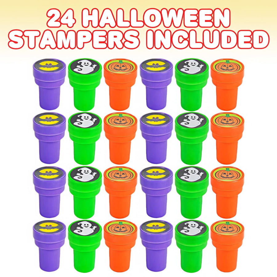 ArtCreativity Halloween Stampers for Kids, Pack of 24 Assorted Pre-Inked Stampers, Best for Halloween Party Favors, Goodie Bag Fillers, Non-Candy Halloween Treats, Trick or Treat Supplies
