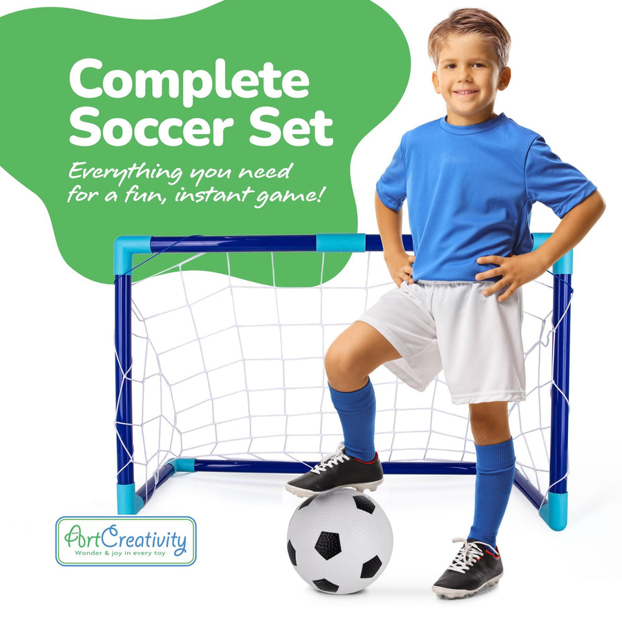 Kids Soccer Goal Set – 2ft x 3ft Net with Ball & Pump – Portable Backyard Soccer Toy