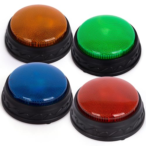 Light Up Game Buzzers - Set of 4 Answer Buzzers - Game Buzzer Set with Assorted Sound Effects - for Ages 3+