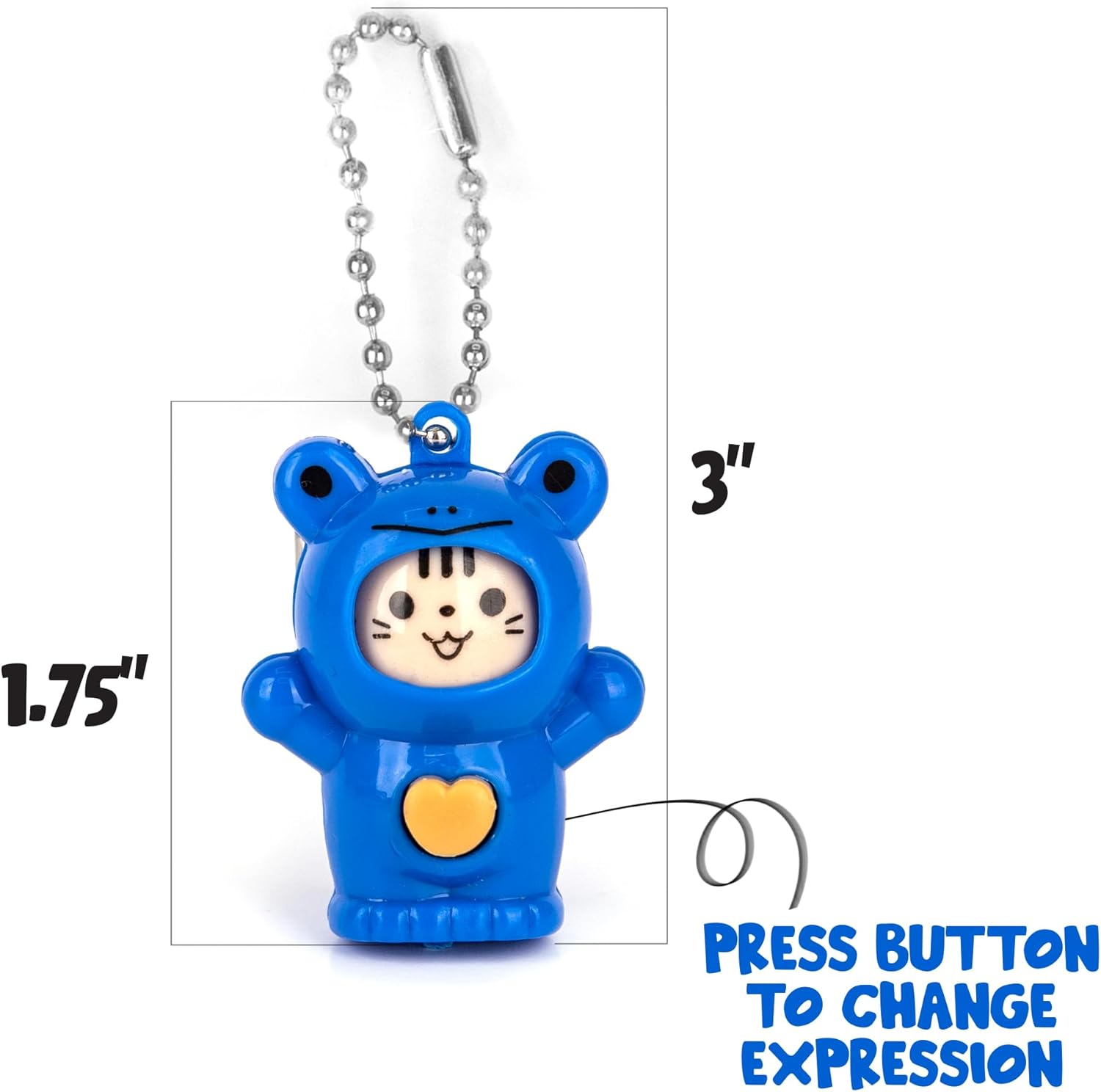 Face Changing Animal Keychains for Kids - Set of 12 - Cute Keychains with 4 Different Expressions and 5 Designs
