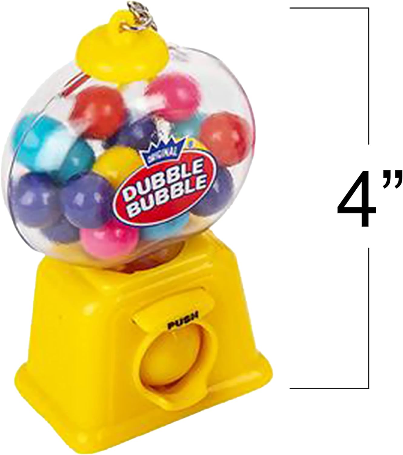 Bubble Gum Machine Keychains for Kids - Set of 4 Mini Gumball Machines - Colorful Candy Dispenser Key Chains with Mini Gumballs Inside