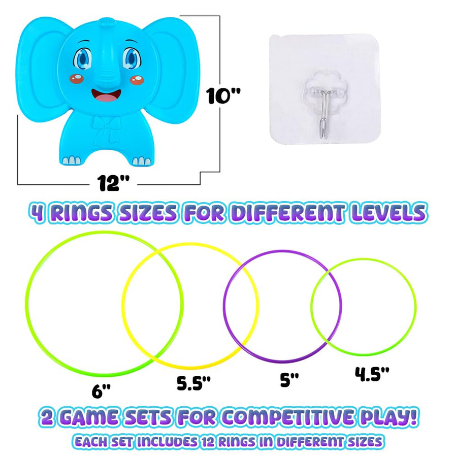 Elephant Ring Toss for Kids, Set of 2 Wall Ring Toss Games, Toss Games for Boys and Girls
