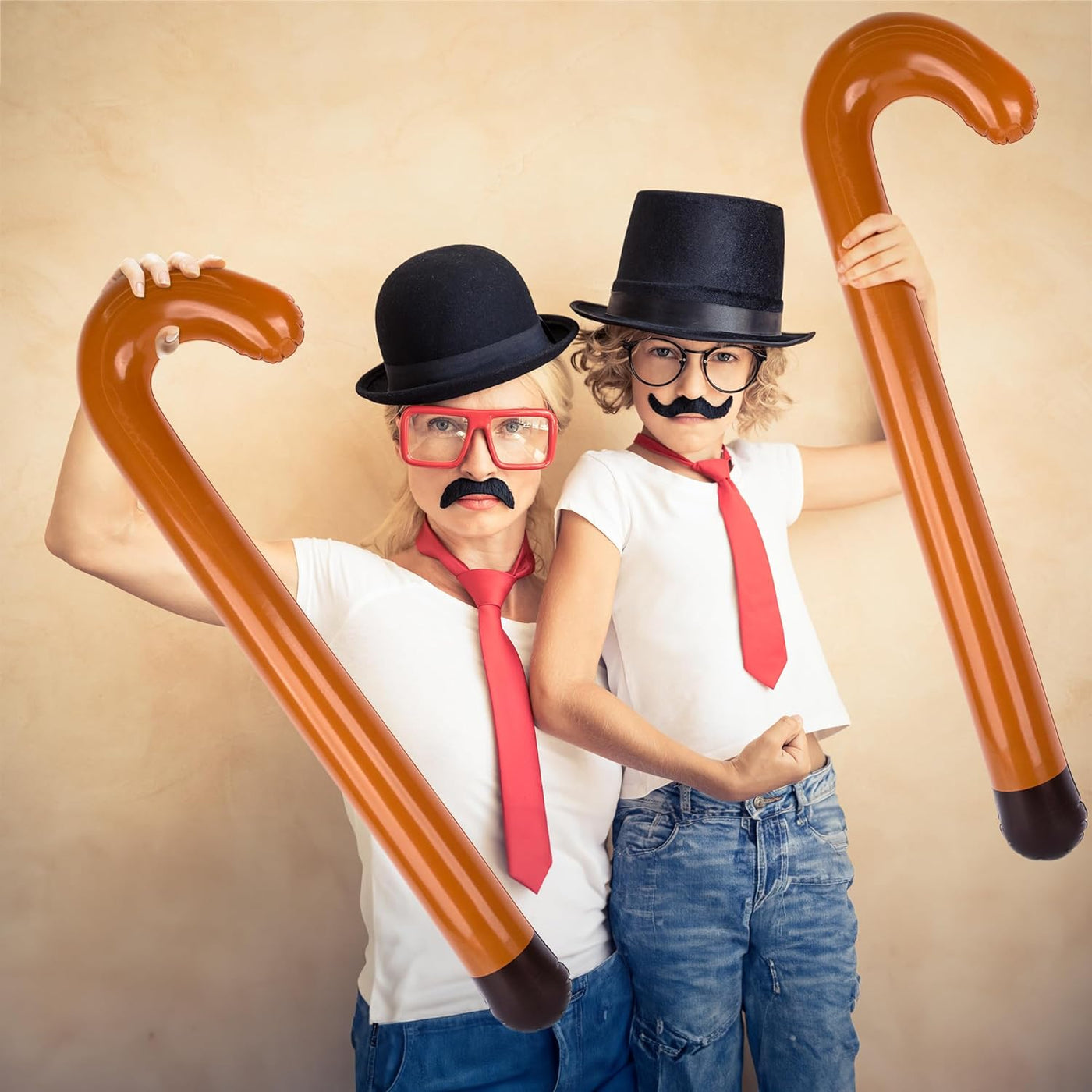 Large Inflatable Cane Prop - Set of 2, 35 Inches, Brown & Black Inflatable Kids Toy Canes