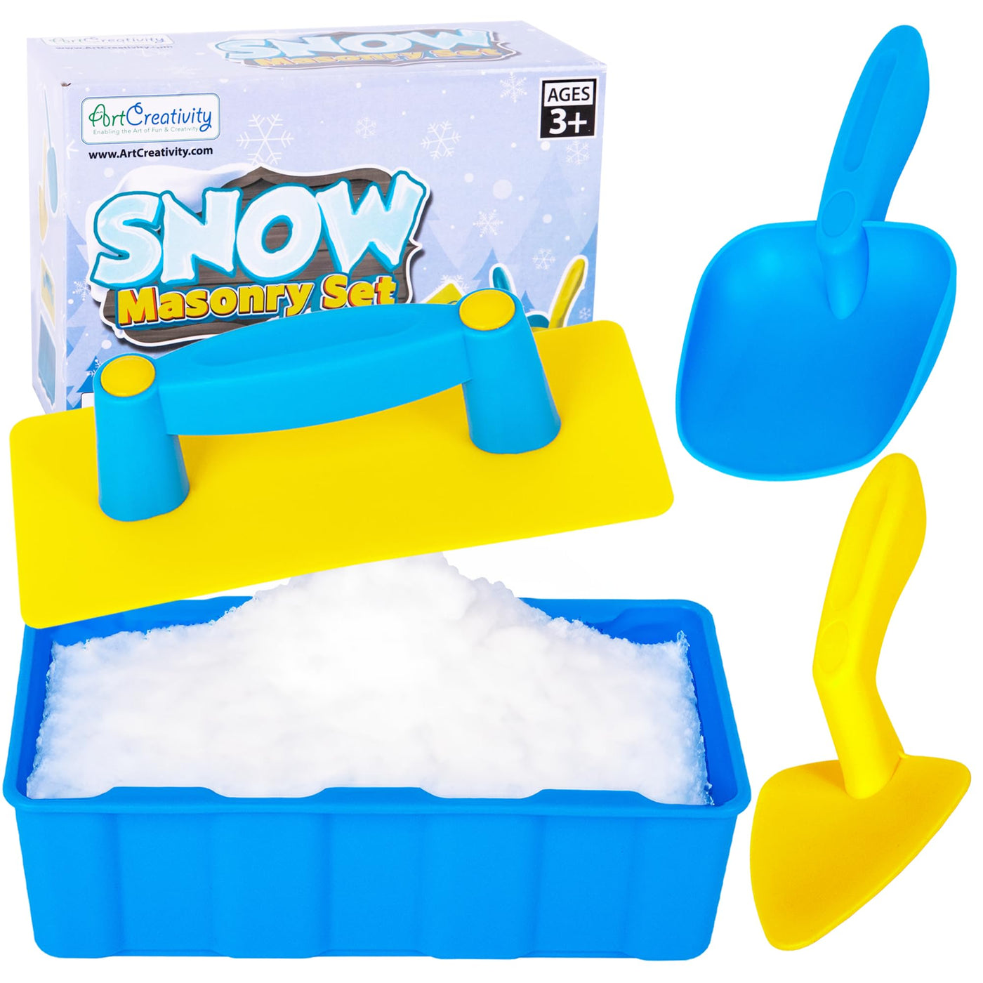Snow Brick Maker for Kids - 4 Piece Snow Toy Set - Outdoor Snow Block Playset for Igloo Building with 2 Shovels, Snow Brick Mold, and Leveler