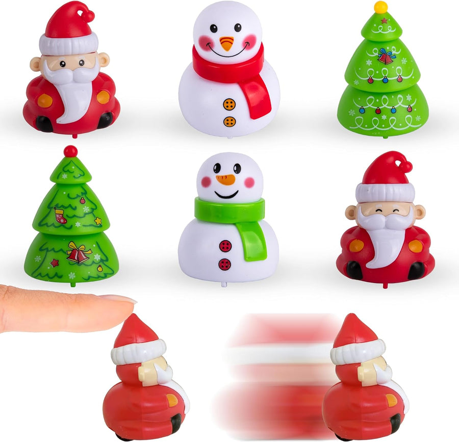 Christmas Pull Back Cars - Set of 6 Pull Back Cars - Pull Back Toys for Kids in Xmas Designs