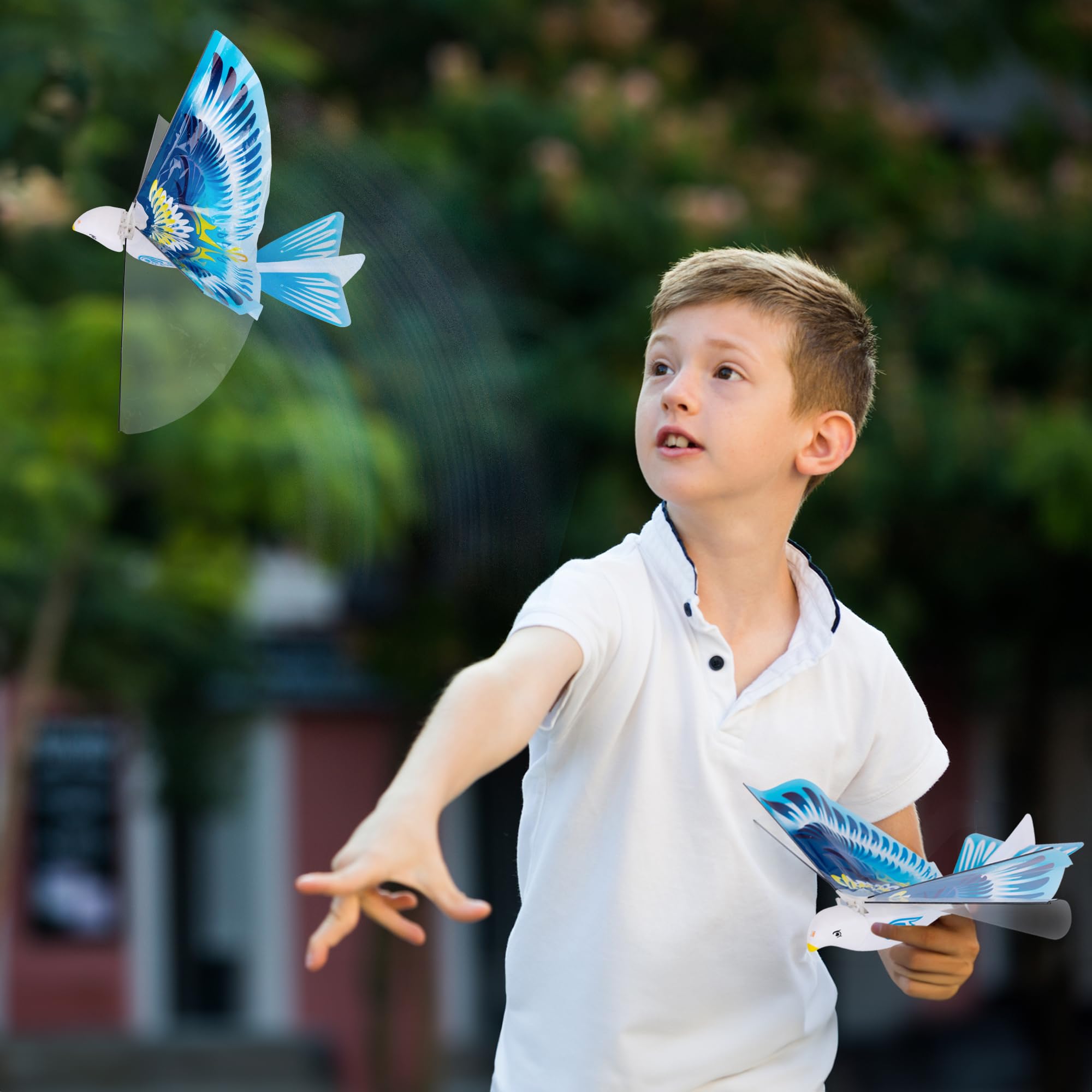 Electric Flying Bird Toy with Lights - Rechargeable Flying Toy Bird for Kids - Flaps Wings to Fly High and Fast -  Ages 3 4 5