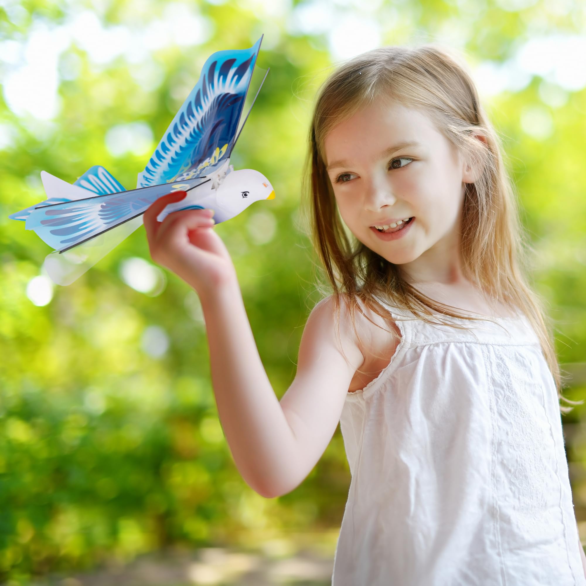Electric Flying Bird Toy with Lights - Rechargeable Flying Toy Bird for Kids - Flaps Wings to Fly High and Fast -  Ages 3 4 5