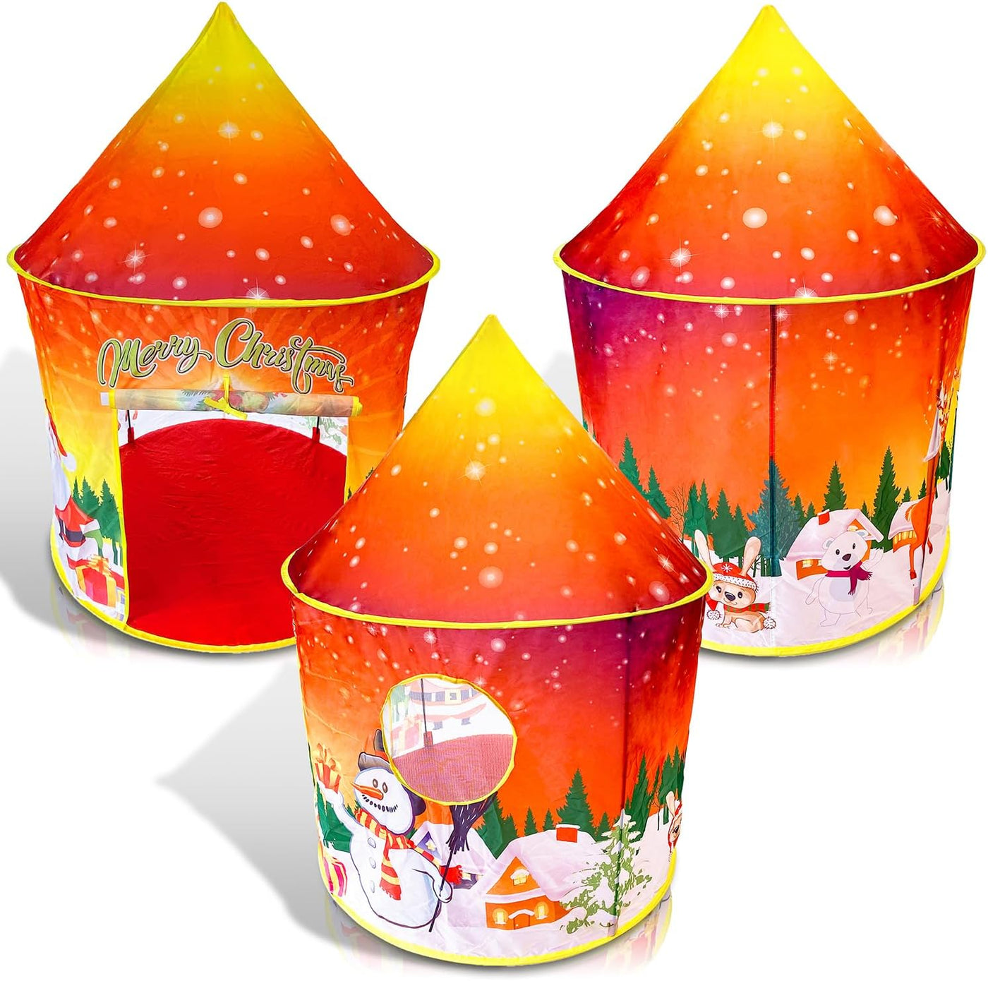 Christmas Tent for Kids, Small Pop Up Tent for Indoor Play, Includes Stabilizing Rods and Carry Bag