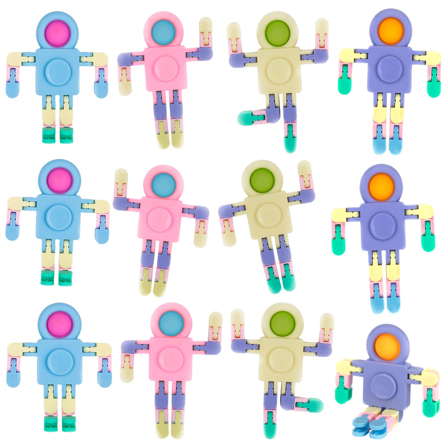3 in 1 Robot Pop It Fidget Toys - Set of 12 Robot Fidget Toys - Bulk Fidget Toys for Sensory Play - For Kids 4 5 6 7 8