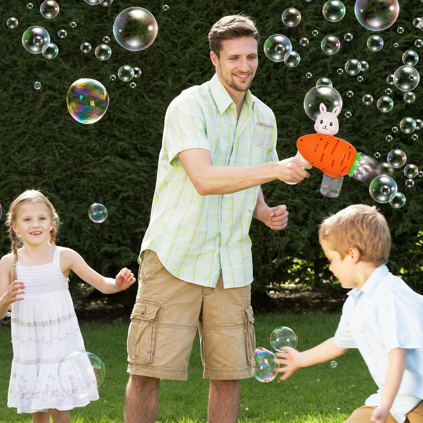 Easter Bubble Gun for Kids - Carrot-Shaped Bubble Gun with 100ml of Bubble Solution