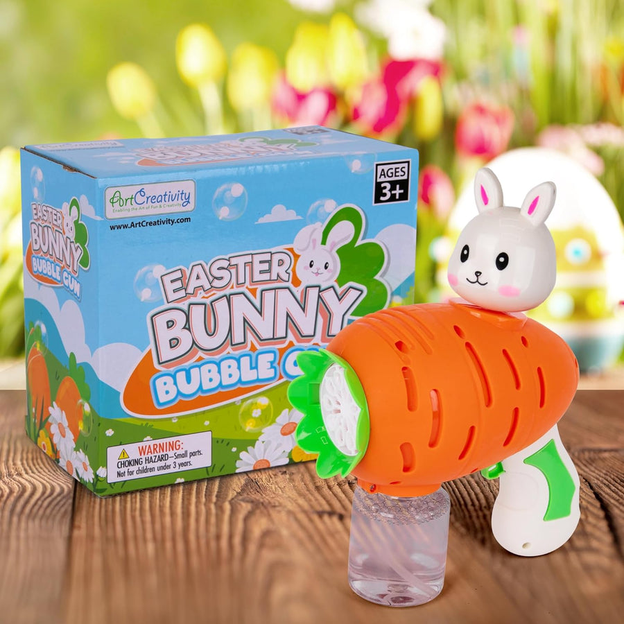Easter Bubble Gun for Kids - Carrot-Shaped Bubble Gun with 100ml of Bubble Solution