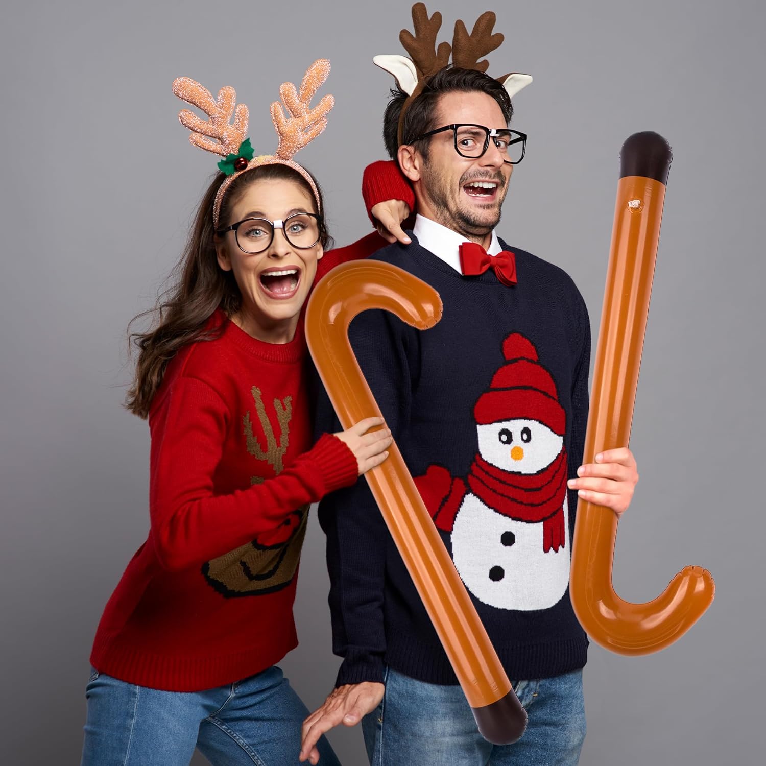 Large Inflatable Cane Prop - Set of 2, 35 Inches, Brown & Black Inflatable Kids Toy Canes