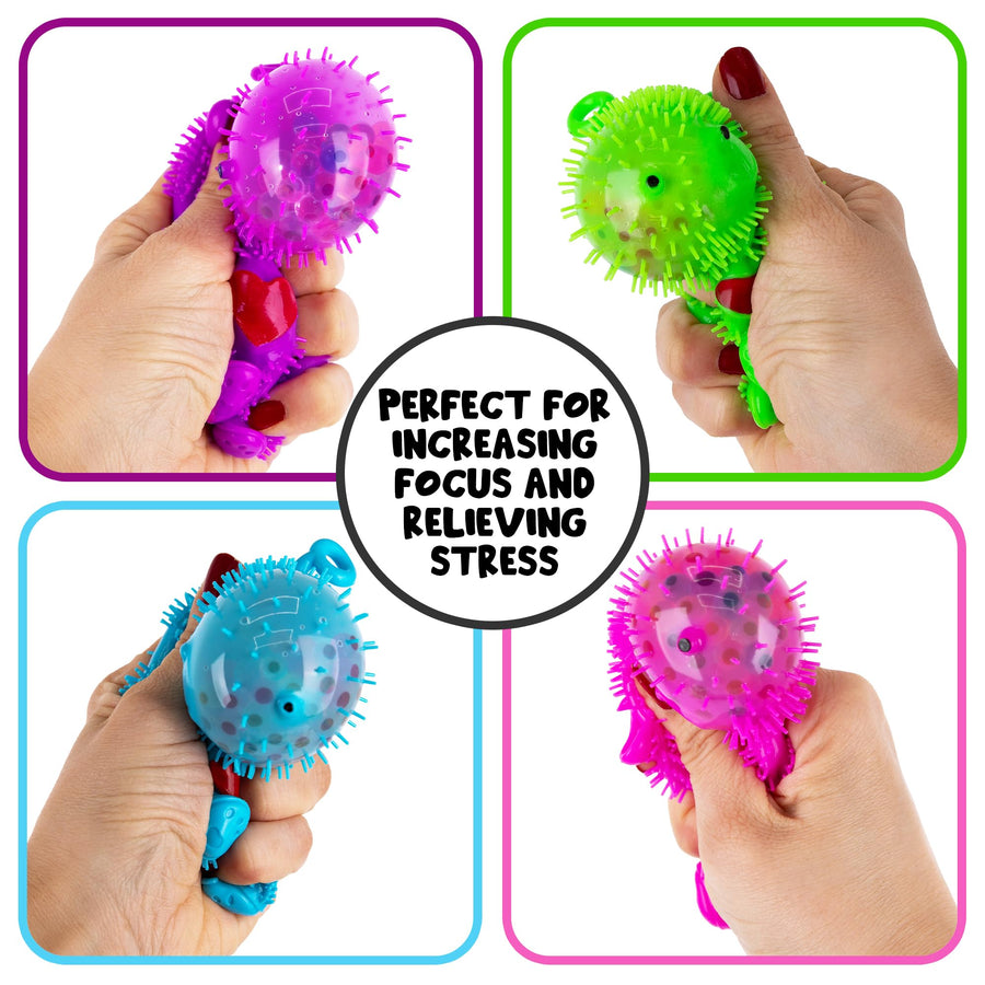 Puffer Bear Squeeze Toys - Set of 4 - Bear Water Squeeze Toys in Assorted Colors
