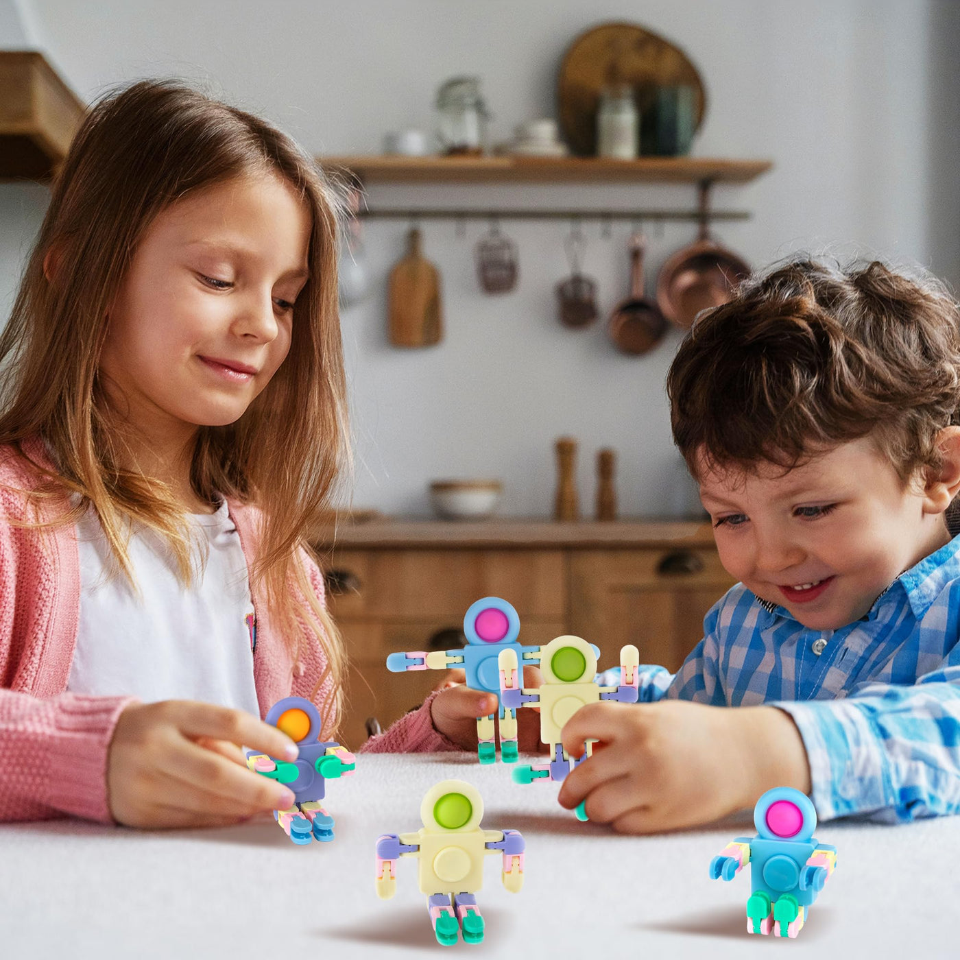 3 in 1 Robot Pop It Fidget Toys - Set of 12 Robot Fidget Toys - Bulk Fidget Toys for Sensory Play - For Kids 4 5 6 7 8