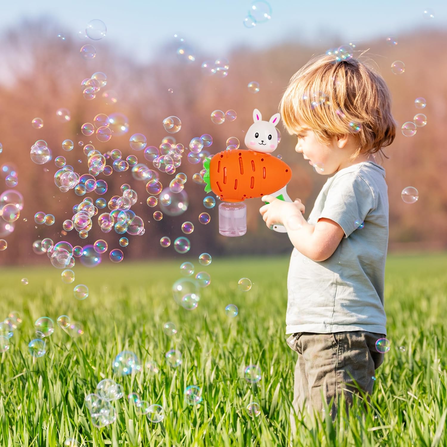 Easter Bubble Gun for Kids - Carrot-Shaped Bubble Gun with 100ml of Bubble Solution