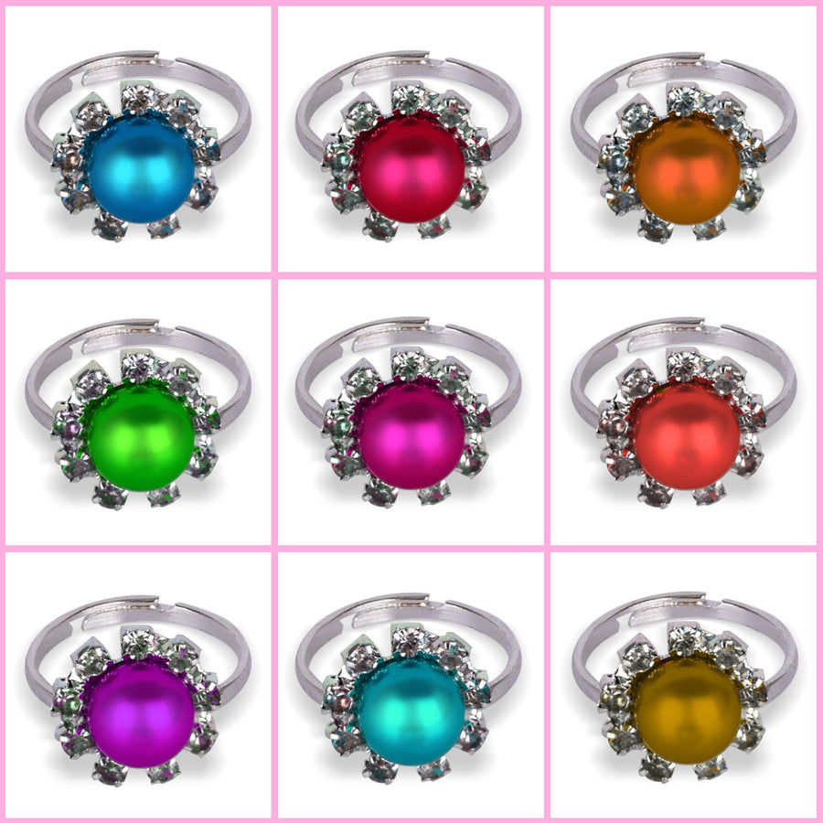 Little Girls Ring Set - Set of 36 Rings for Girls - Multi-Colored Kids’ Rings in Heart Window Box - For Ages 4-10