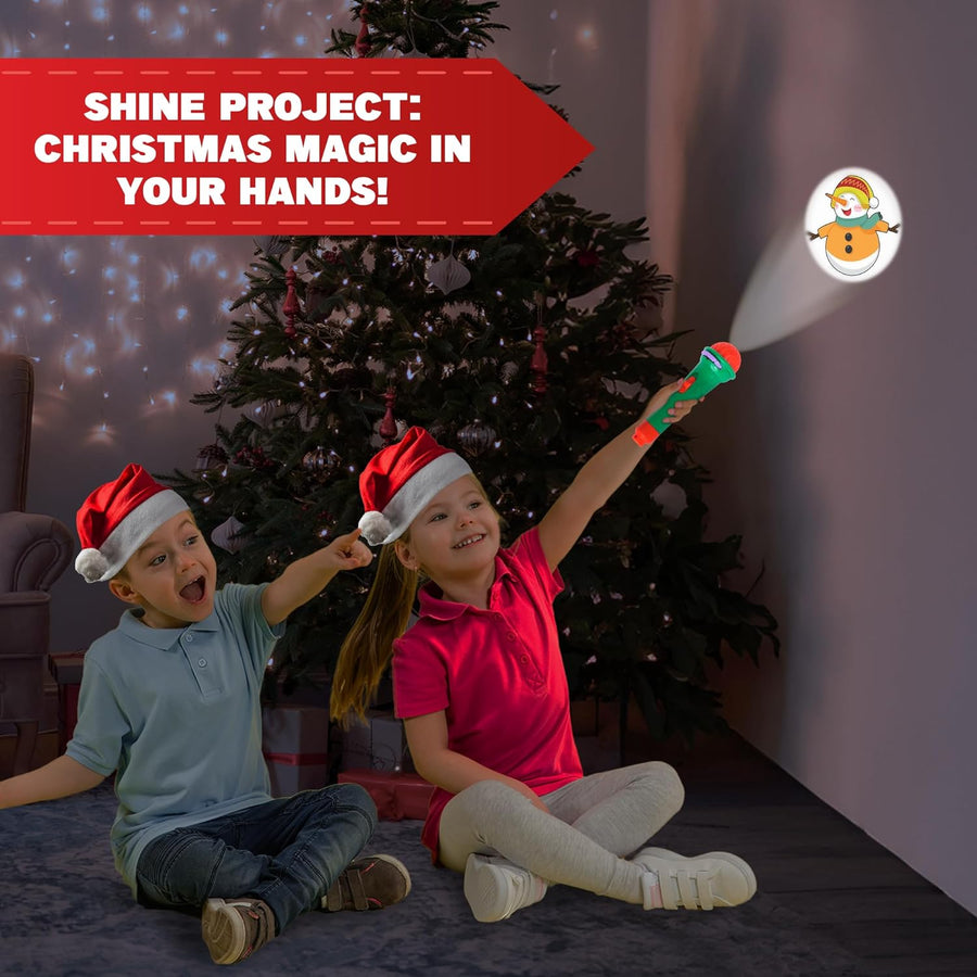Microphone Shaped Flashlight Projector for Kids - Christmas Magic Projector Microphone Toy with 24 Different Image Projections