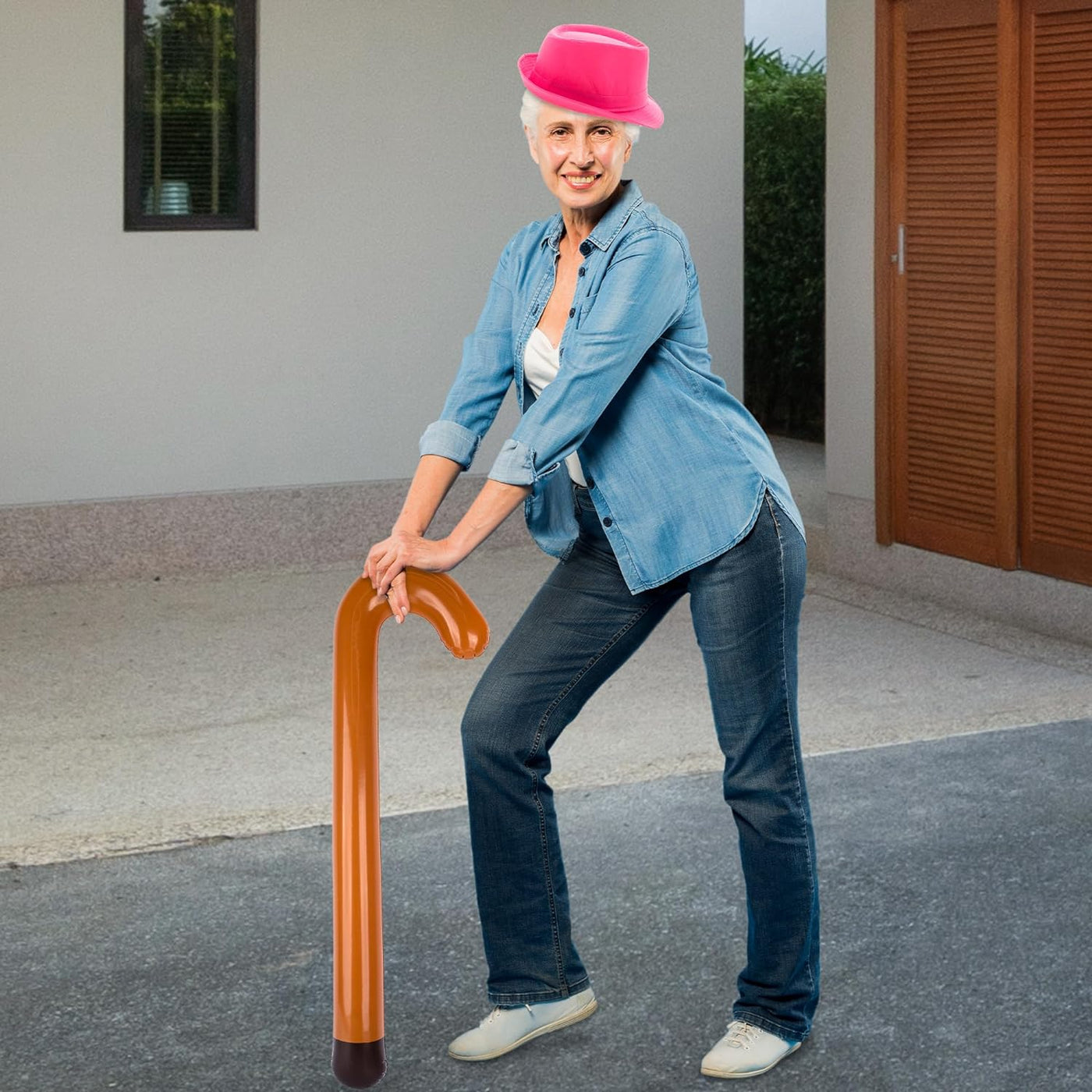 Large Inflatable Cane Prop - Set of 2, 35 Inches, Brown & Black Inflatable Kids Toy Canes