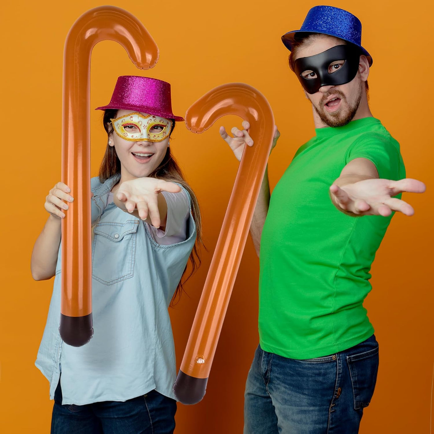 Large Inflatable Cane Prop - Set of 2, 35 Inches, Brown & Black Inflatable Kids Toy Canes