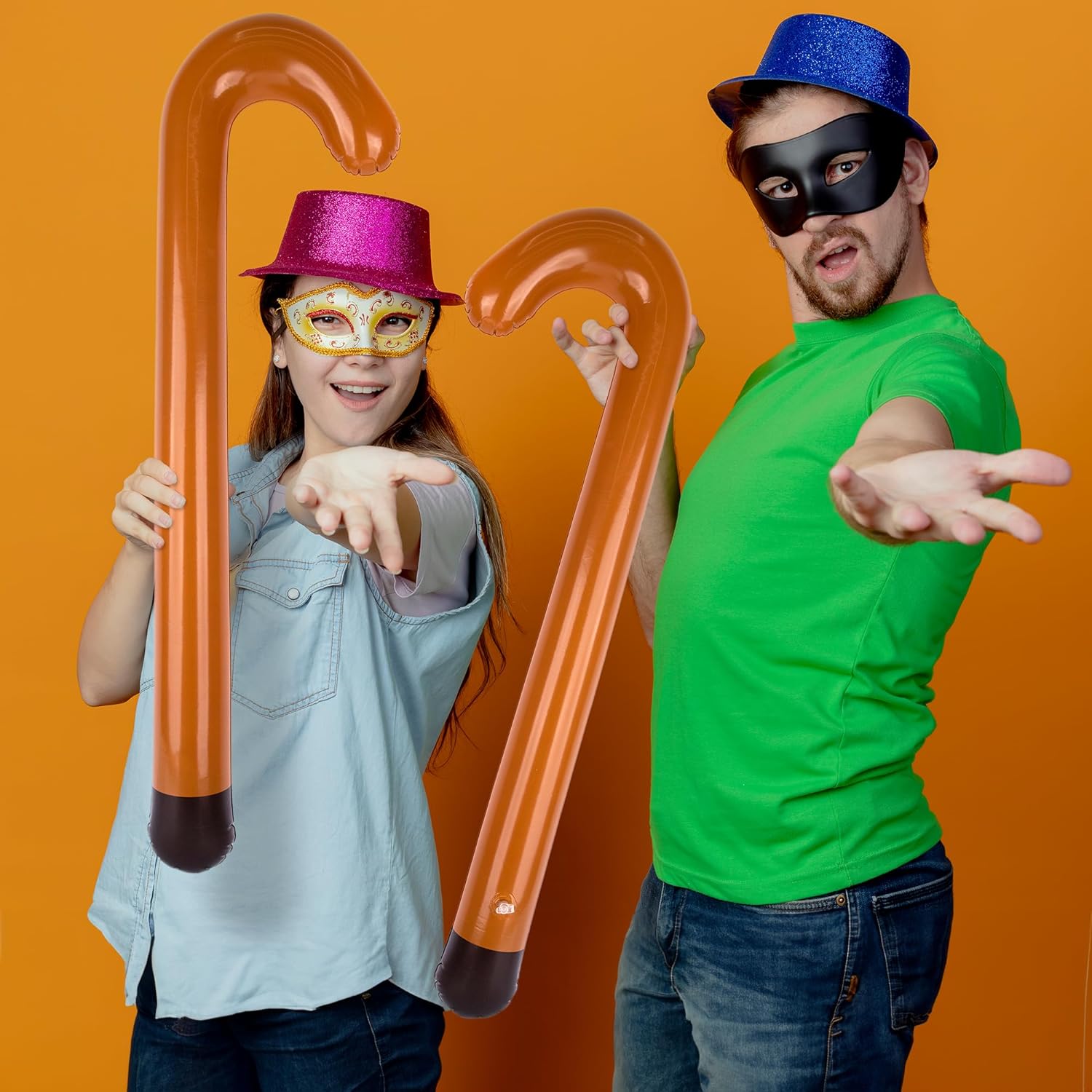 Large Inflatable Cane Prop - Set of 2, 35 Inches, Brown & Black Inflatable Kids Toy Canes