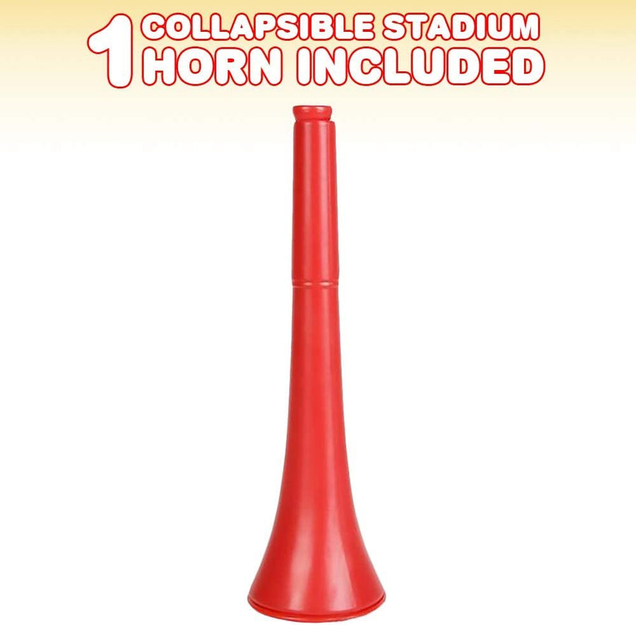 Red Collapsible Stadium Horn, 1PC, Noise Maker School Spirit Toys for Sports Events and Parties, Cool Sports Party Decorations, Noisemaker Blow Horn with Collapsible Design, 27"es