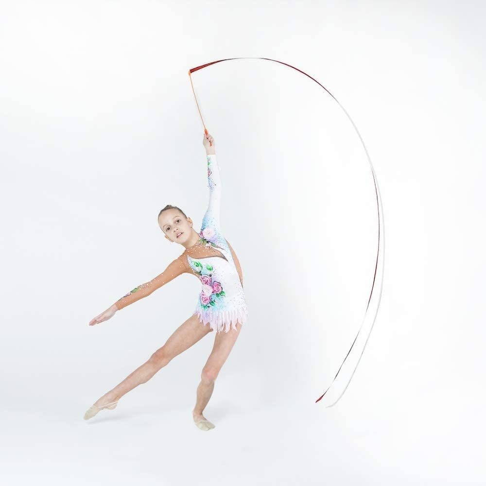 Rainbow Dance Ribbon Streamers for Kids, Set of 12, Twirling Ribbons for Dancing, Marching Band, Exercise, Pretend Play, Gymnastics Party Favors, Dance Party Decorations