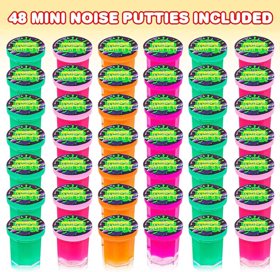 Mini Noise Putty for Kids - Bulk Pack of 48 Slime - Assorted Vibrant Colors, Birthday Party Favors, Goodie Bag Stuffers, Piñata Filler, Funny Prank Toy, for Boys and Girls