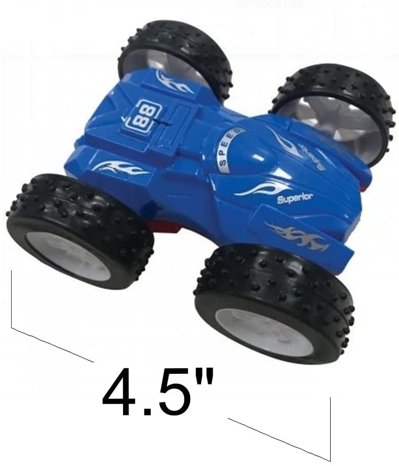 Friction Flip Stunt Toy Cars for Kids, Set of 2, Cool Friction Powered Push n Go Double-Sided Cars, Awesome 360 Degree Flips, Great Birthday Gift Idea for Boys