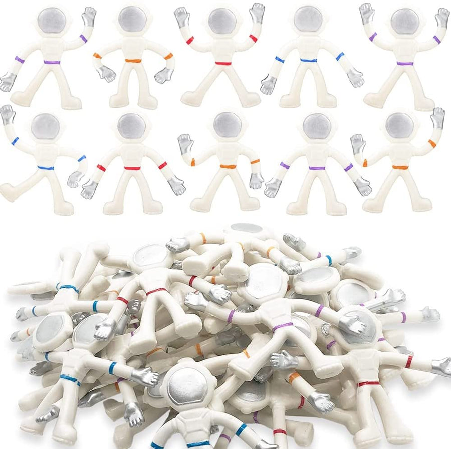 Mini Bendable Astronaut Figurines, Set of 48, Astronaut Toys for Kids in 4 Assorted Colors, Great as Outer Space Party Favors, Galaxy Party Supplies, and Stress Relief Fidget Toys