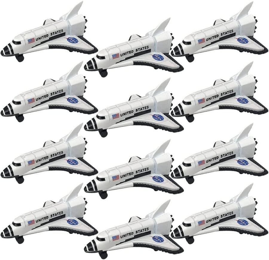 Diecast Space Shuttles, Set of 12, Durable Diecast Metal NASA Space Ship Toys for Boys, Astronaut Cake Decorations, Astronaut Space Theme Party Favors, Goodie Bag Fillers